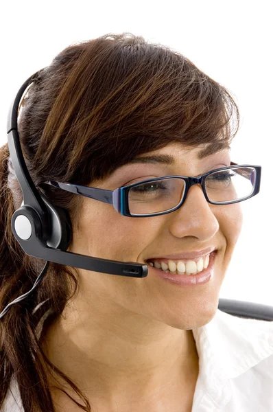 Cheerful female customer care executive — Stock Photo, Image