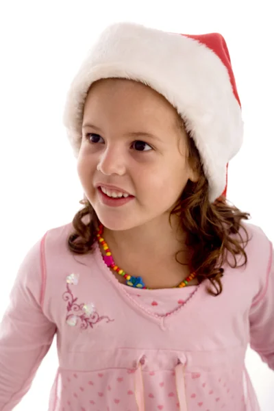 Χαμογελώντας κοριτσάκι με καπέλο Χριστούγεννα — Φωτογραφία Αρχείου
