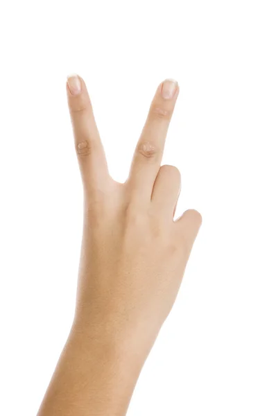 Zbliżenie dłoni z znak pokoju — Zdjęcie stockowe