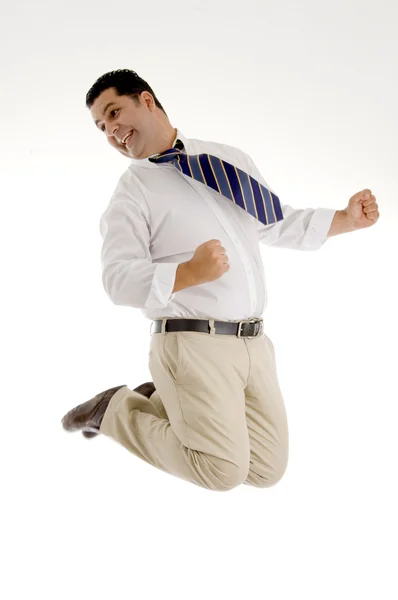Successful businessman jumping high — Stock Photo, Image