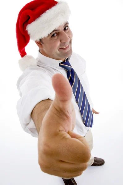 Amerikanischer Geschäftsmann mit Weihnachtsmann-Hut — Stockfoto