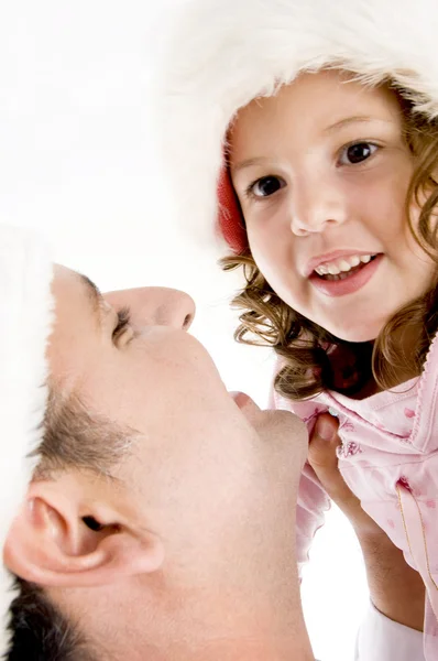 Close up vista de pai e menina posando — Fotografia de Stock