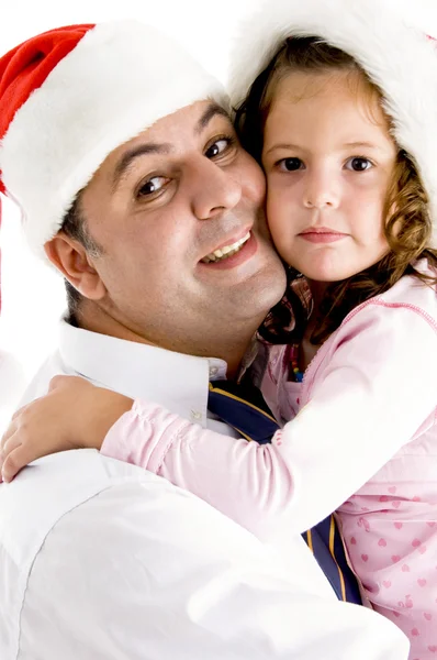 Amorevole padre abbracciare adorabile figlia — Foto Stock