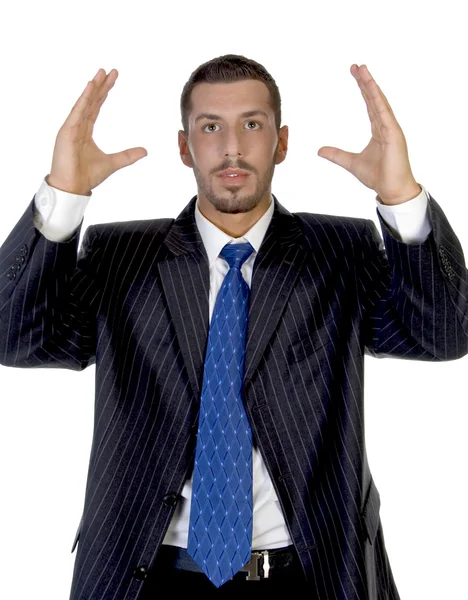 Hombre de negocios con las manos levantadas — Foto de Stock