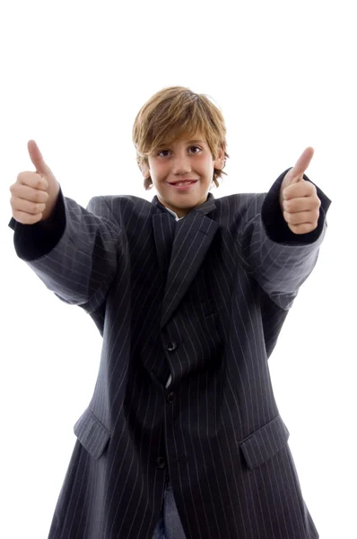 Happy young biy with thumbs up — Stock Photo, Image