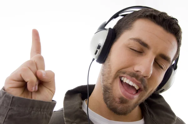 Young man tuned in music — Stock Photo, Image