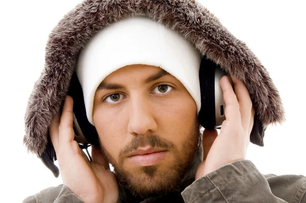 Grave maschio ascoltare musica — Foto Stock