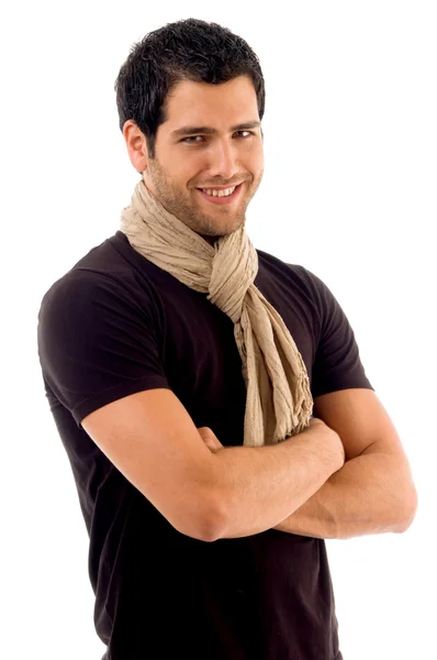 Handsome male with folded hands — Stock Photo, Image