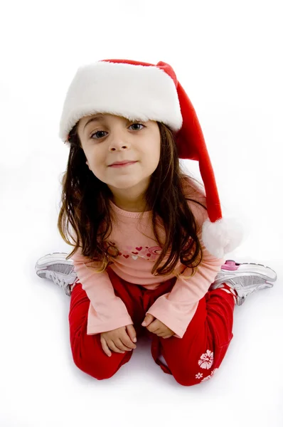 漂亮的女孩戴着圣诞帽 — 图库照片
