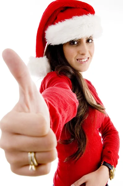 Mladá žena s kloboukem vánoční — Stock fotografie