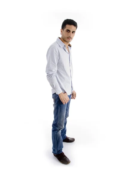 Side view of standing handsome man — Stock Photo, Image
