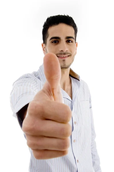 Handsome man showing thumbs up — Stock Photo, Image