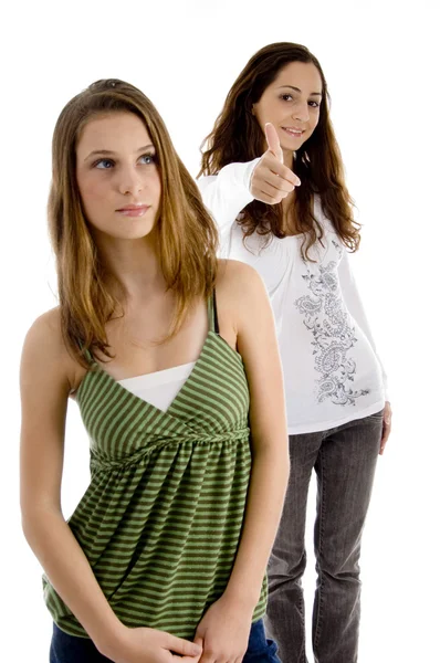 Young females with thumbs up — Stock Photo, Image