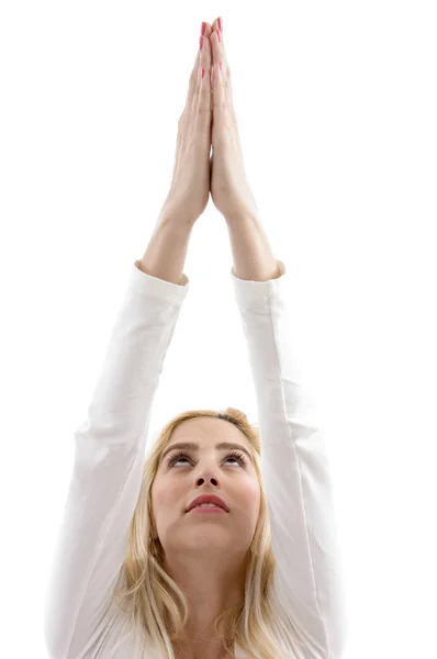 Visão frontal da mulher em pose de ioga — Fotografia de Stock