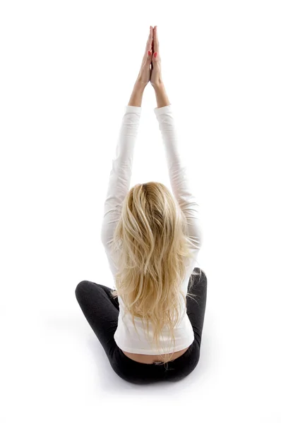 Posa posteriore della donna che fa yoga — Foto Stock
