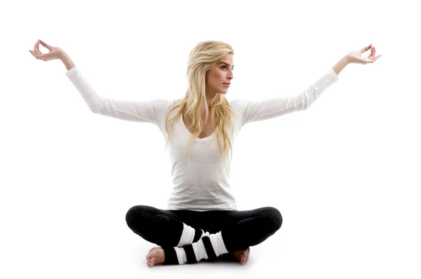 Beautiful young woman practicing yoga — Stock Photo, Image