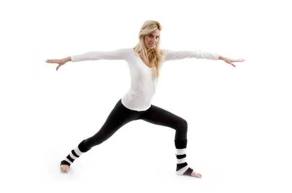 Donna stretching ed esercizio fisico — Foto Stock