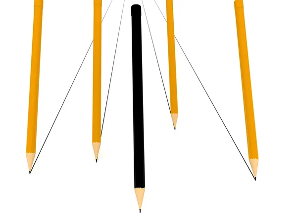 3d group of pencils racing — Stock Photo, Image