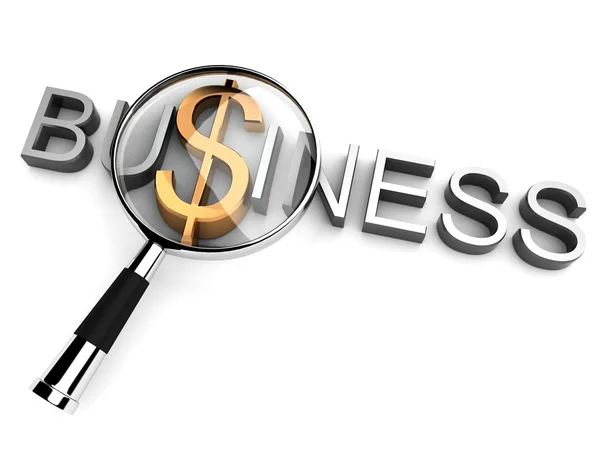 3d business text with magnifier — Stock Photo, Image