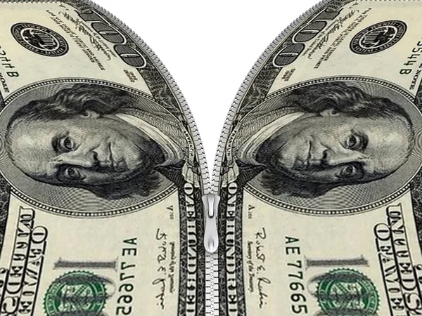 3D Δολάριο σημείωση με φερμουάρ — Φωτογραφία Αρχείου