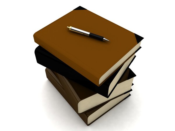 3d стопка книг с ручкой
