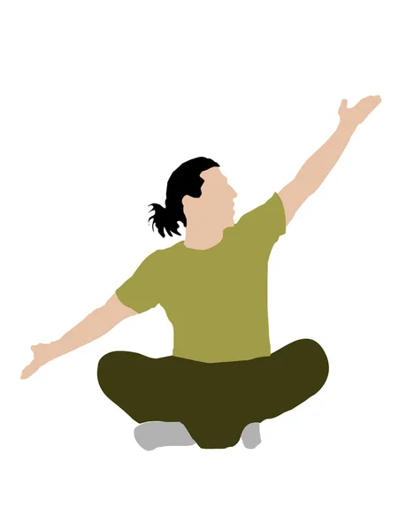 Meditující pozice člověka s zvednuté ruce — Stock fotografie