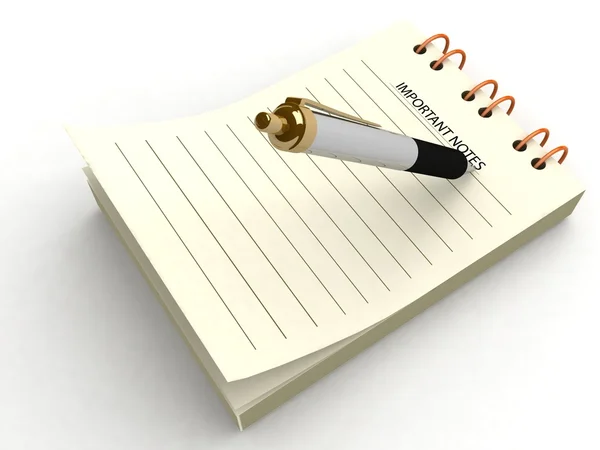 Escritura en pluma 3d en bloc de notas — Foto de Stock