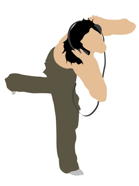 Homem dançando com fones de ouvido — Fotografia de Stock