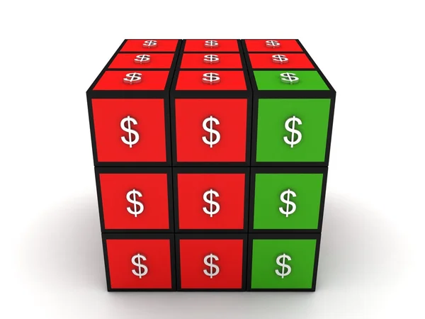 3D-kubus van dollar — Stockfoto