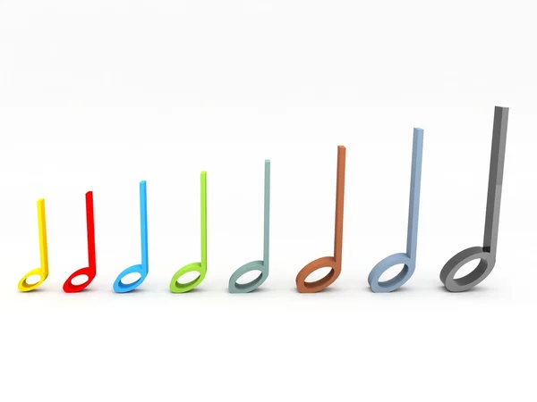 Note musicali 3d colorate — Foto Stock