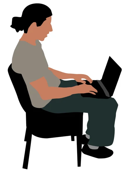 Young man busy with laptop — Stock Photo, Image