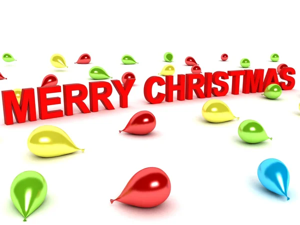 3d merry christmas text with balloons — Stock Photo, Image