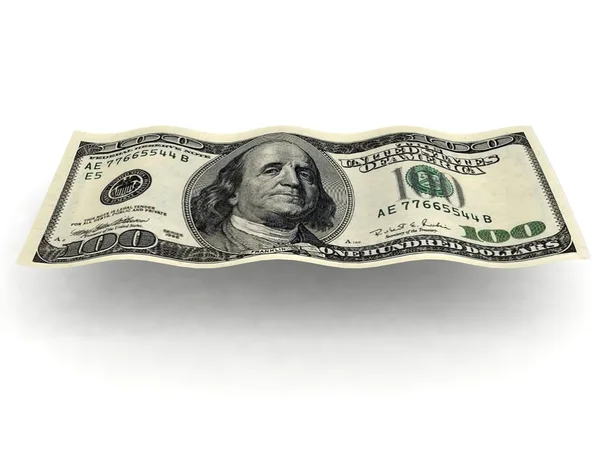 3D-vieew van golvende dollarbiljet — Stockfoto