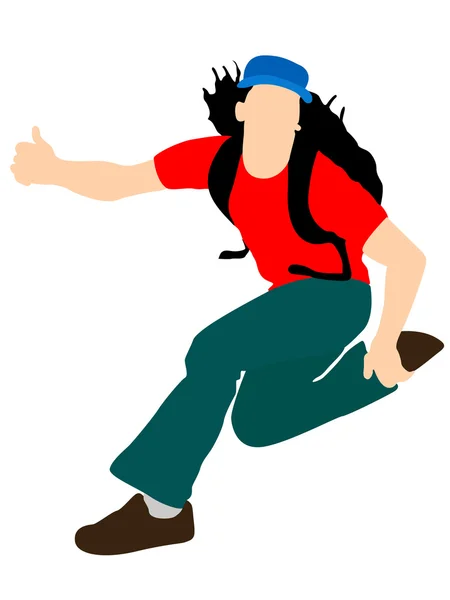 Illustration student hoppar i luften — Stockfoto