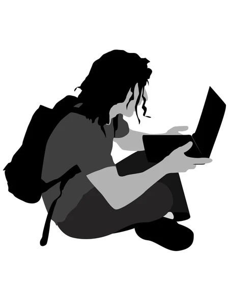 Man sitting with laptop — Stock Photo, Image