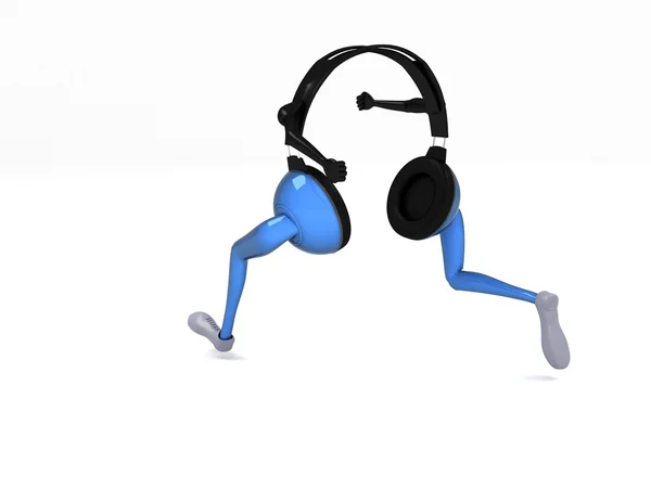 3D futó fejhallgató — Stock Fotó