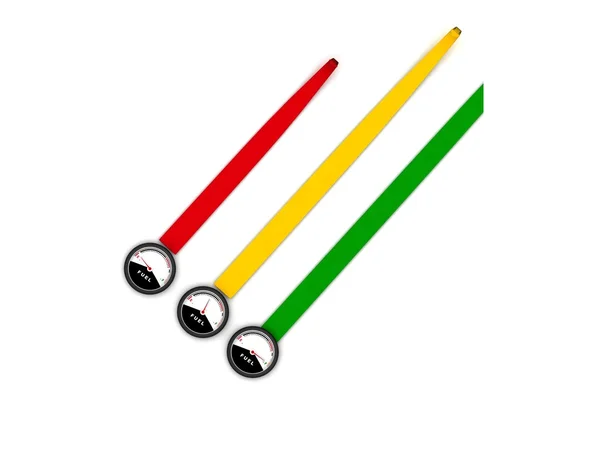 Medidores de combustível coloridos 3d — Fotografia de Stock