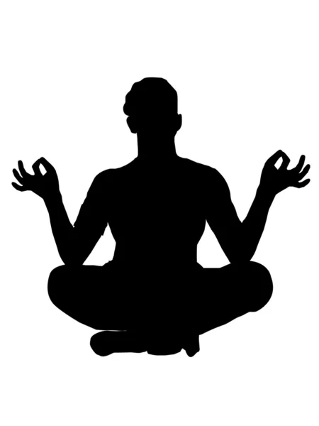 Silhouette of meditating man — Stock Photo, Image