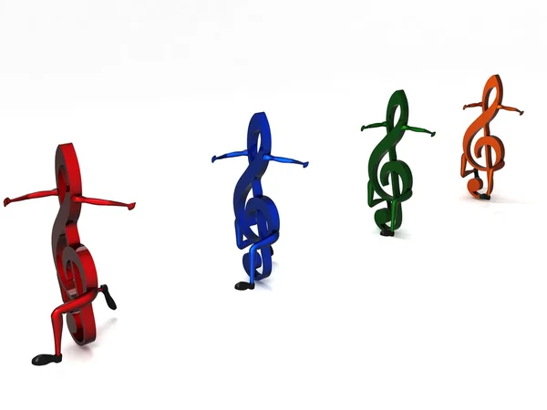3D színes zenei jegyzetek — Stock Fotó