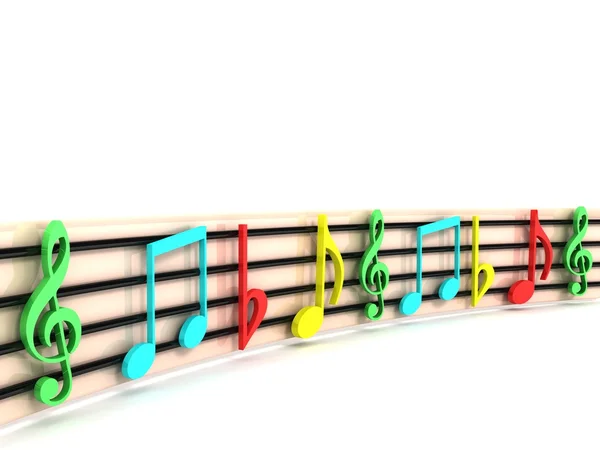 3d chiavi musicali colorate — Foto Stock