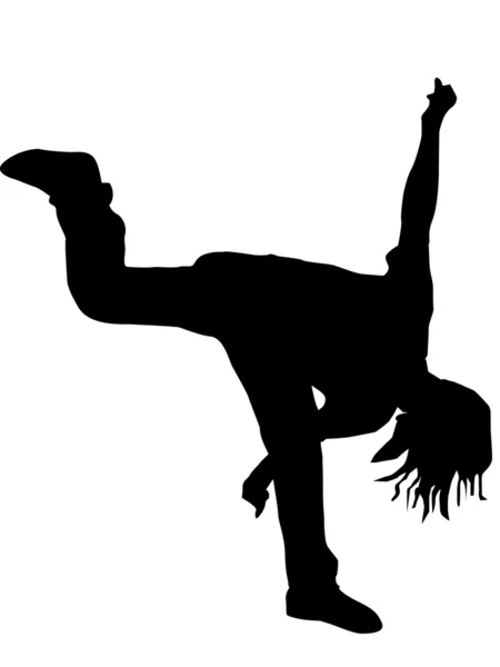 Silhouette of crazy dancer — Stock Photo, Image