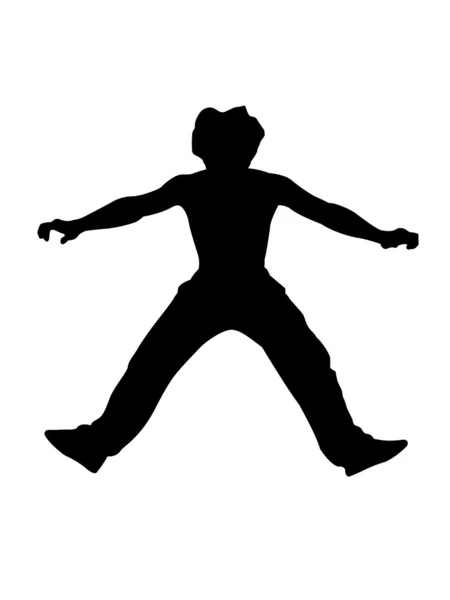 Silhouette eines Mannes, der in die Luft springt — Stockfoto