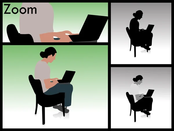 노트북을 들고 의자에 앉아 있는 남자 — 스톡 사진