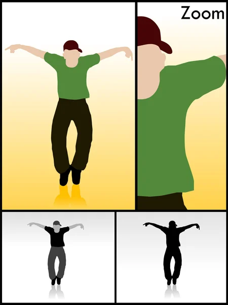 Smart guy dancing with arms out — Stock Photo, Image