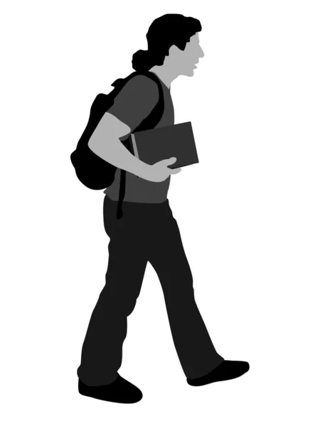 Νεαρός φοιτητής περπάτημα με βιβλία — Φωτογραφία Αρχείου