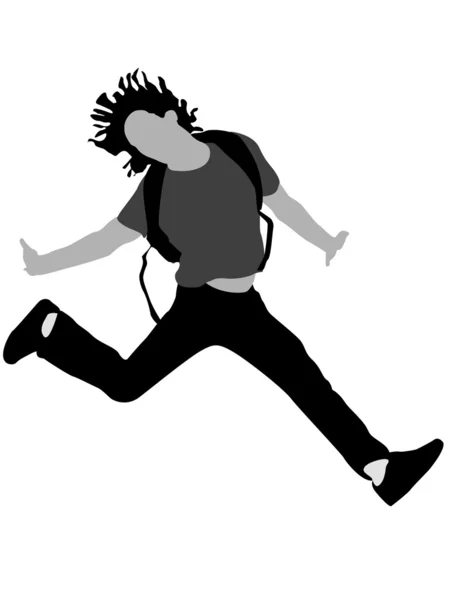 Ung man hoppar i luften — Stockfoto
