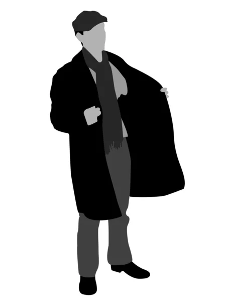 Illustration of man holding his overcoat — Stock Photo, Image