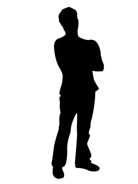 Silhouette of man with folded arms — Stock Photo, Image