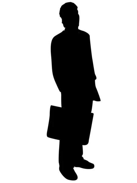 Silhouet van zakenman met zak — Stockfoto