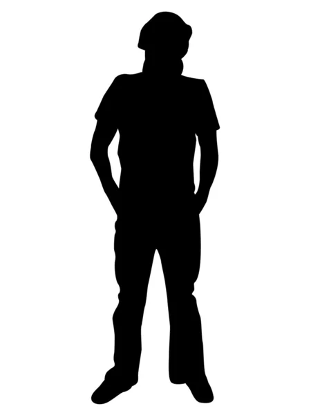 Silhouette of man with hands in pocket — Stock Photo, Image